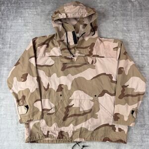 Desert Camo Jacket Mens XL Vintage Military Anorak Tactical Pullover Hooded